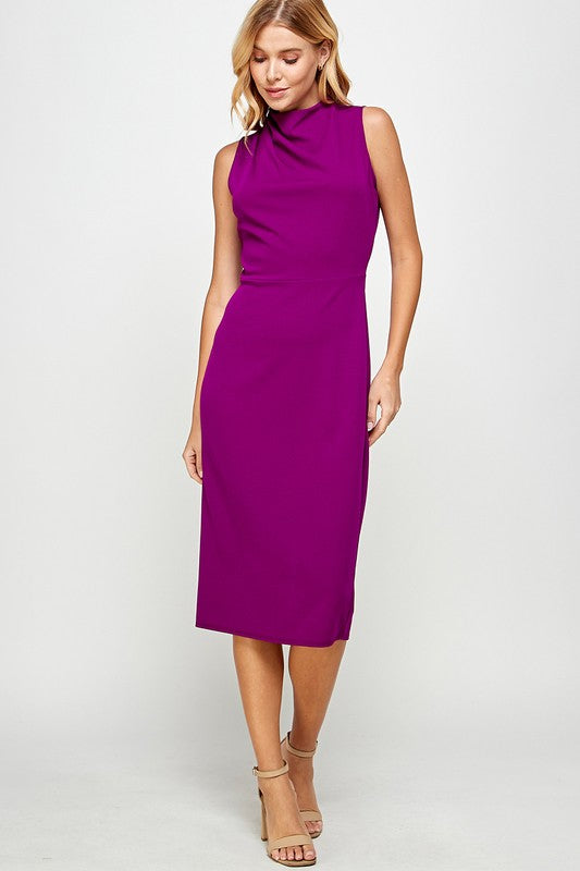 magenta dress midi Magenta Solid mock neck midi dress – Sofi Stella Women's & Children's  Boutique