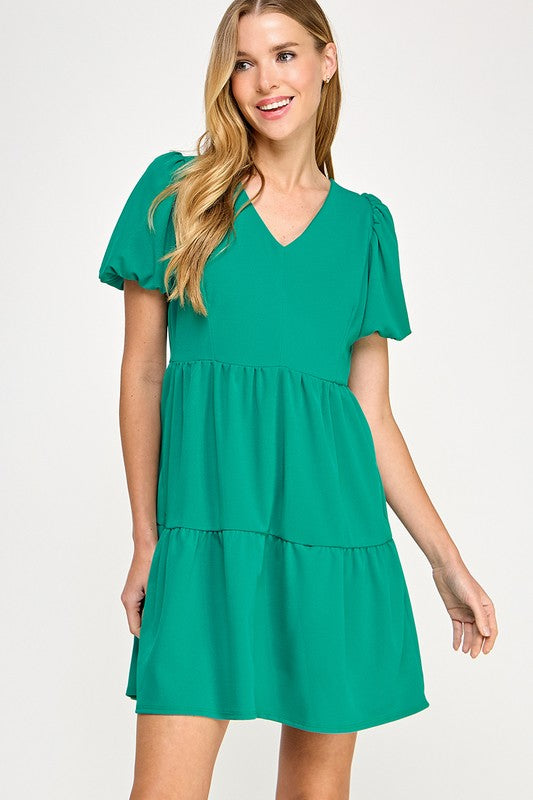 Emerald green v neck dress – Sofi Stella Women's & Children's Boutique