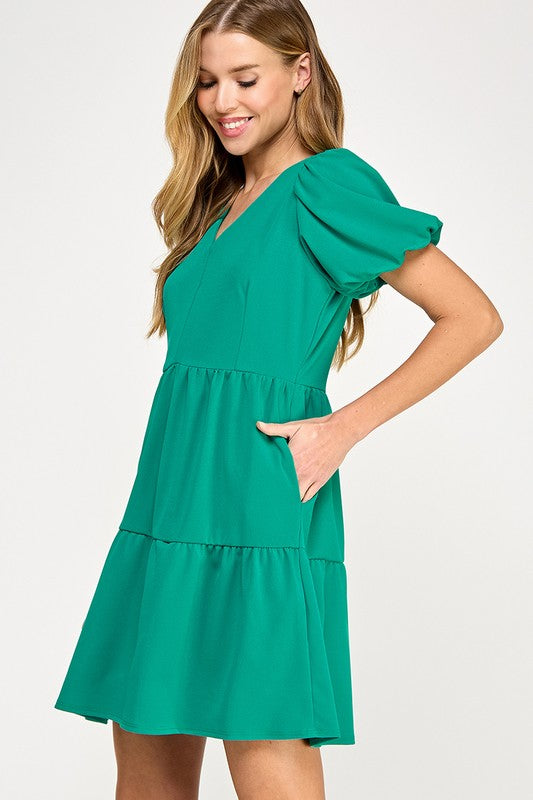 Emerald green v neck dress Sofi Stella Women's & Children's Boutique Emerald green v neck dress Sofi Stella Women's & Children's Boutique