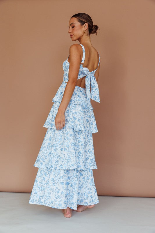 Blue/white floral ruffle dress Sofi Stella Women's & Children's Boutique Blue/white floral ruffle dress Sofi Stella Women's & Children's Boutique