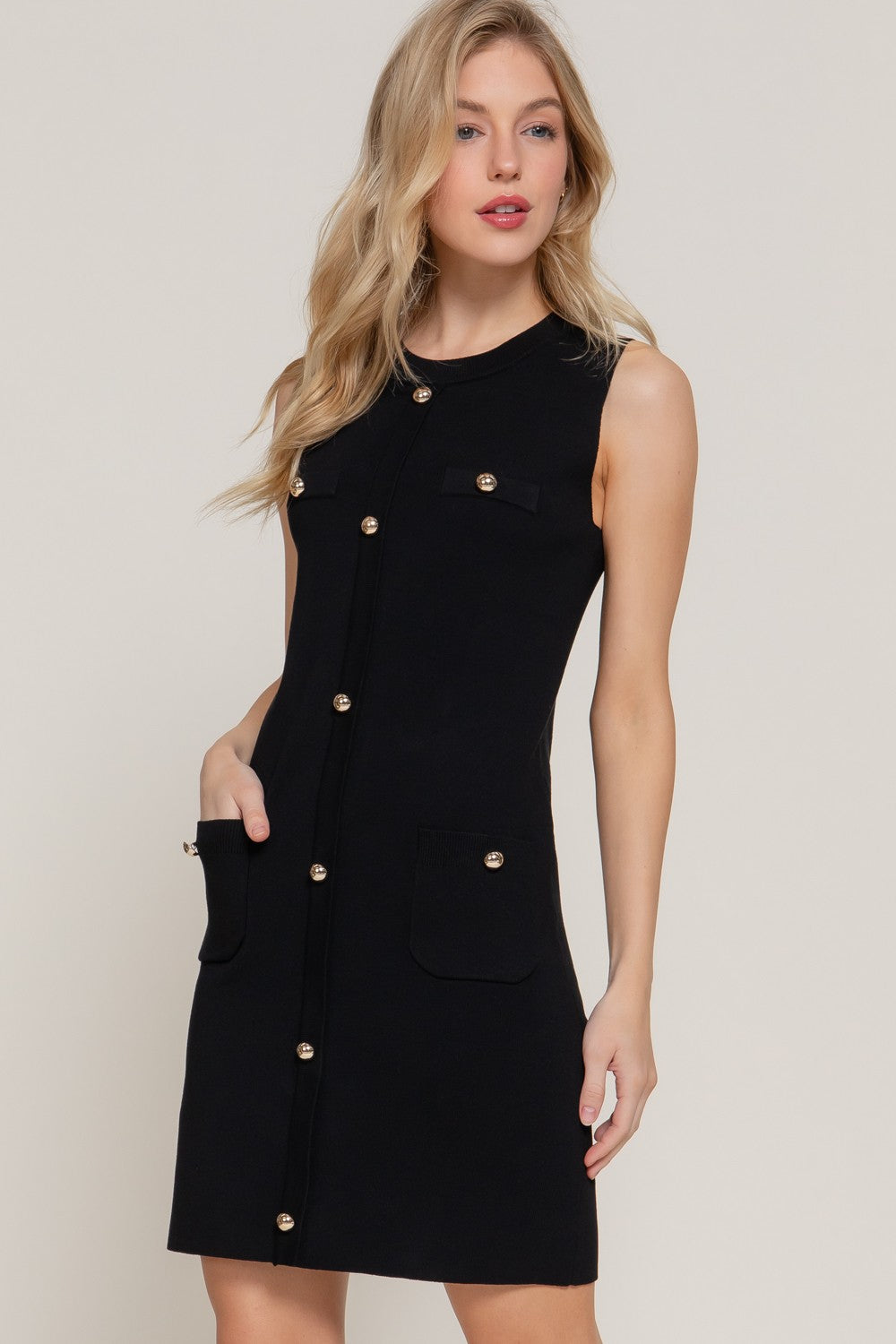 Black Sleeveless Button Front Mini Dress Sofi Stella Women's & Children's Boutique Black Sleeveless Button Front Mini Dress Sofi Stella Women's & Children's Boutique