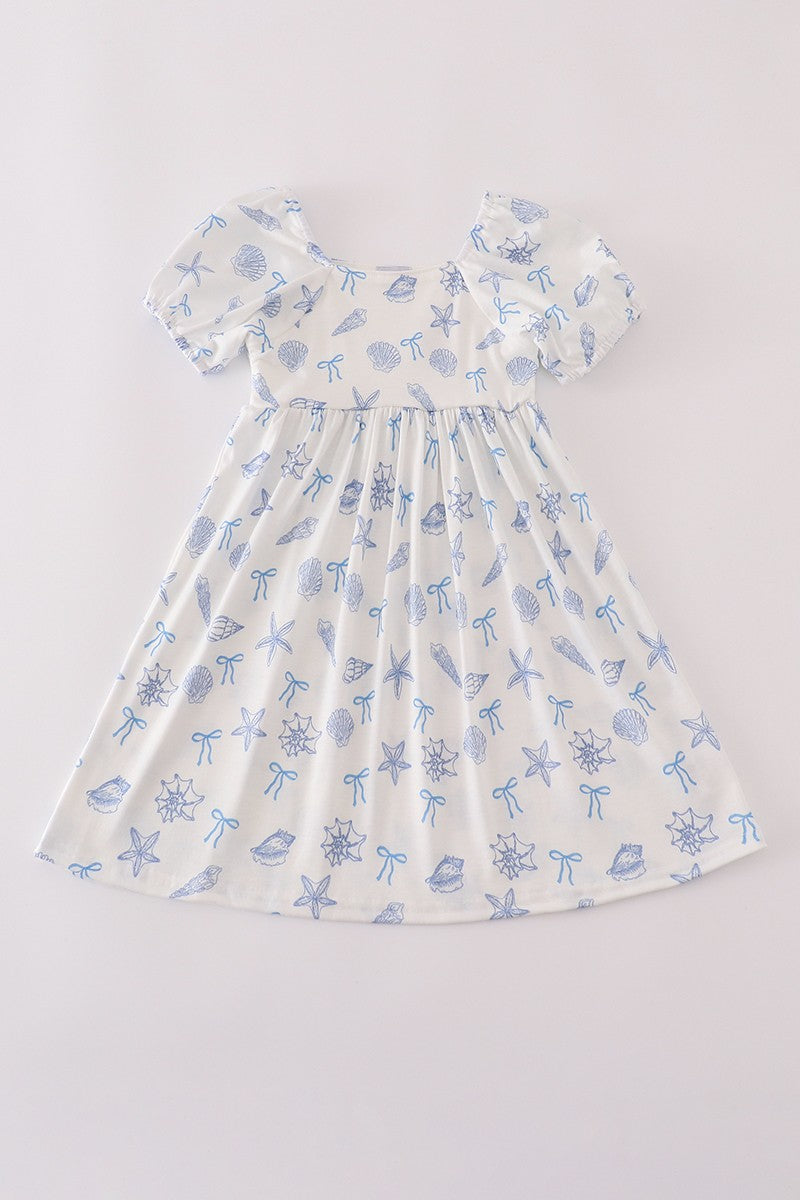 Blue Seashell Bow Dress Sofi Stella Women's & Children's Boutique Blue Seashell Bow Dress Sofi Stella Women's & Children's Boutique