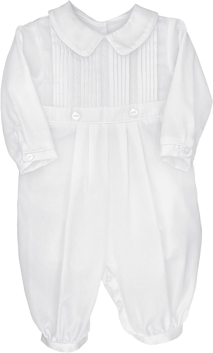 Baby Boys' Pique Christening Longall with Hat, White