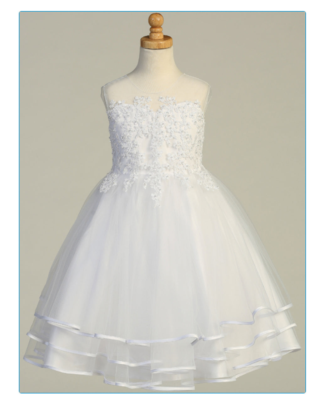 open lace back dress Elegant Girls' Satin First Communion Dress w/ Crystal Organza Skirt –  Malcolm Royce