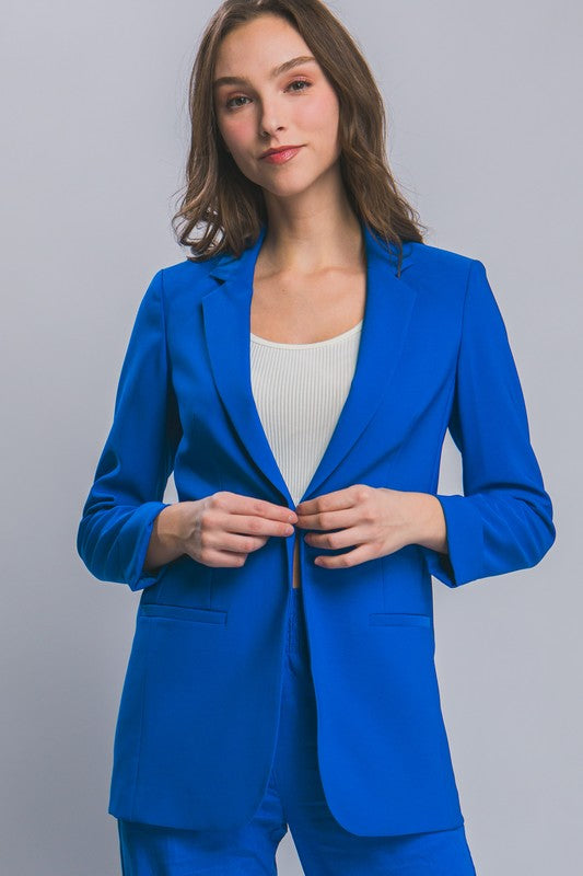 Azure Woven Solid Vertigo Blazer