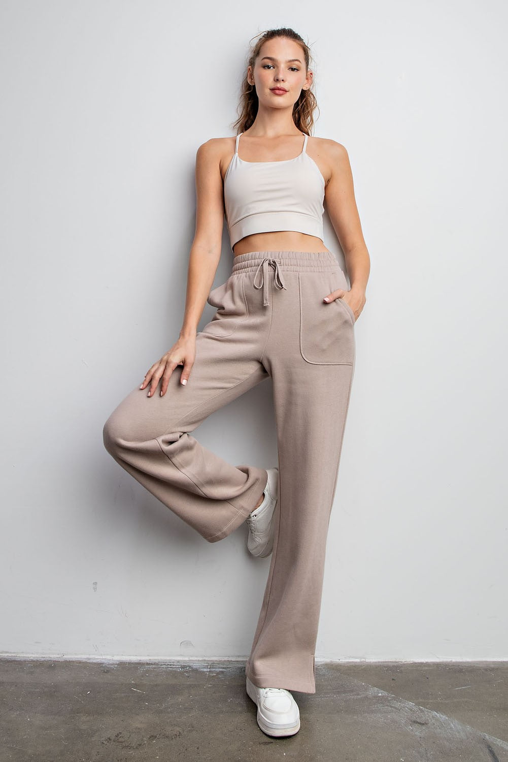 Rae Mode French Terry Straight Leg Lounge Pants - Heather Grey