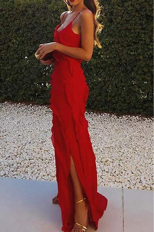 RED V NECK TIERED RUFFLE MAXI DRESS Sofi Stella Women's & Children's Boutique RED V NECK TIERED RUFFLE MAXI DRESS Sofi Stella Women's & Children's Boutique