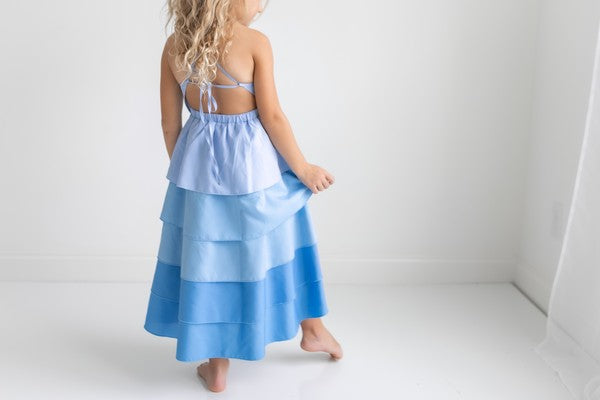 Kids Blue Ombre Waterfall Halter Hi Lo Dress – Sofi Stella Women's &  Children's Boutique