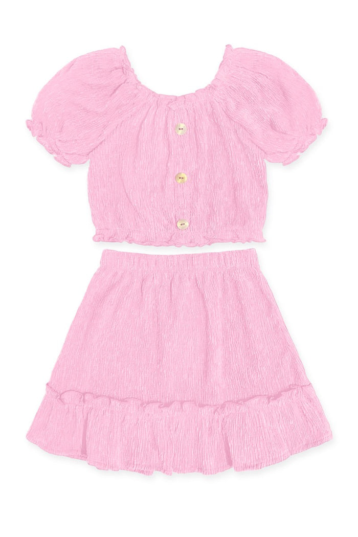 Pink Girl's 2 pc Puff Skirt Set
