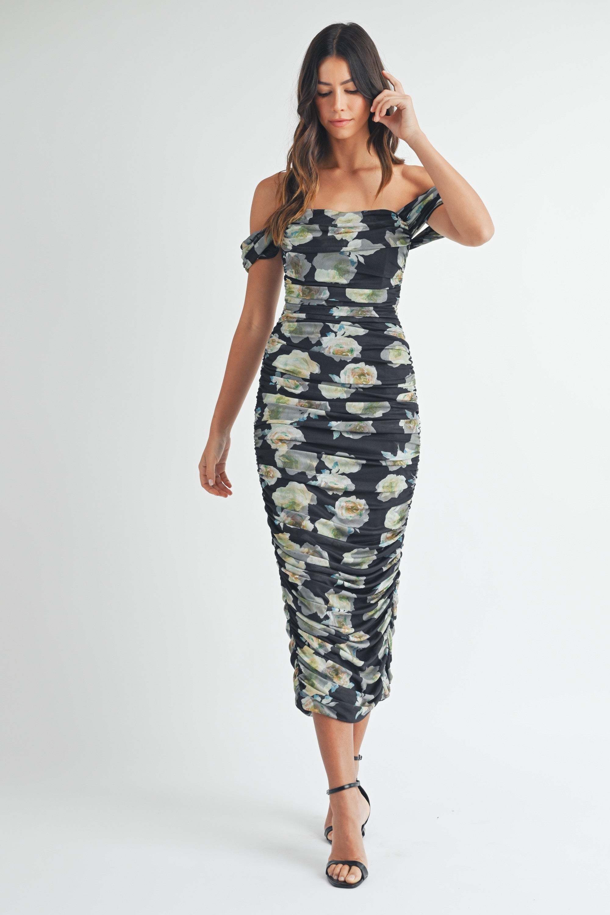 blue dress for baby girl PRETTYGARDEN Women's Fall Fashion Floral Long Sleeve Mini Dress Mesh B
