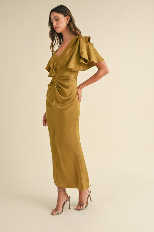 mustard green dress The Constance