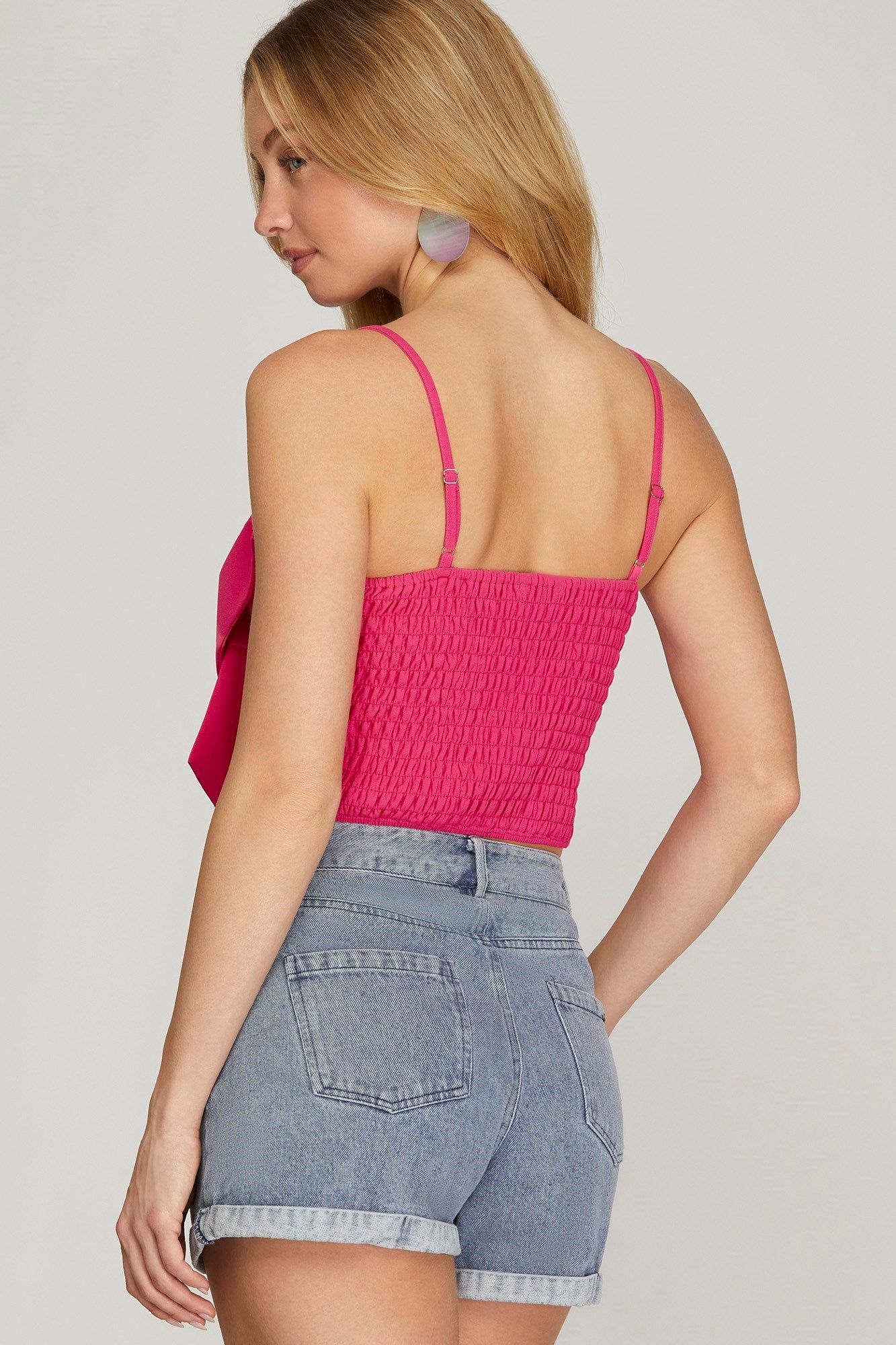 BIG BOW HEAVY KNIT CAMI TOP WITH SMOCKED BACK – Sofi Stella