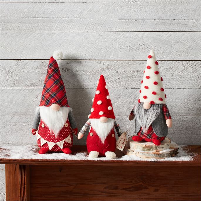 CHRISTMAS GNOMES SITTER RED HAT