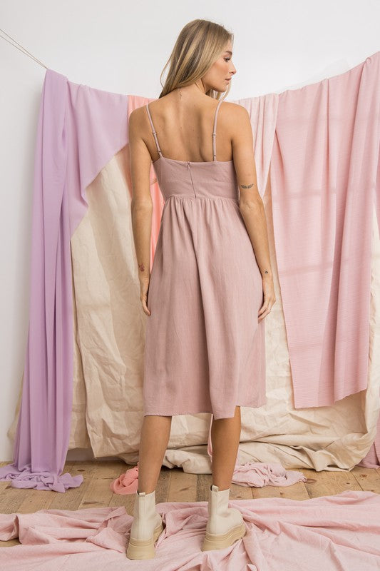 blush tie front midi dress S  Sofi Stella Women's & Children's Boutique
