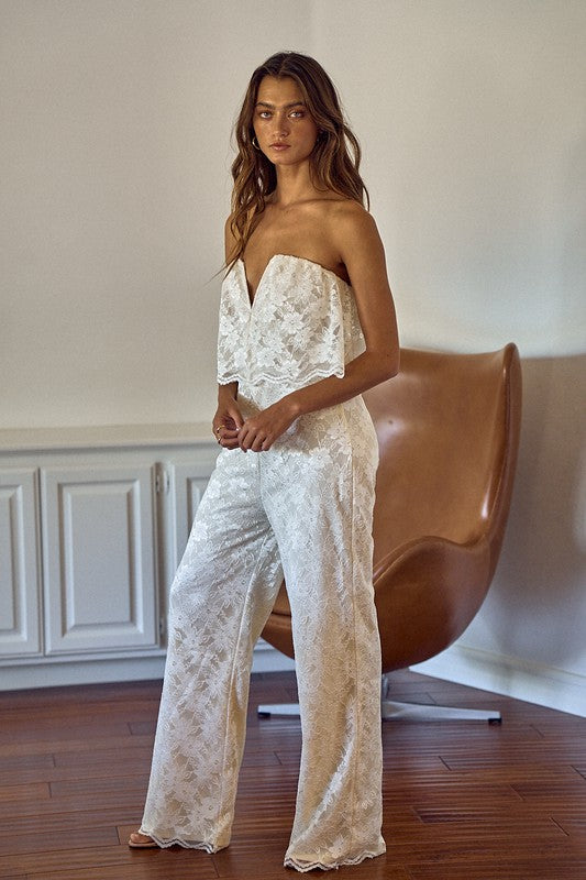 Cream lace jumpsuit Sofi Stella Women's & Children's Boutique Cream lace jumpsuit Sofi Stella Women's & Children's Boutique