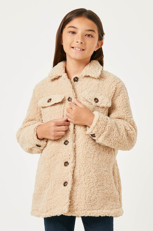 Button down sherpa jacket – Sofi Stella Women's & Children's Boutique