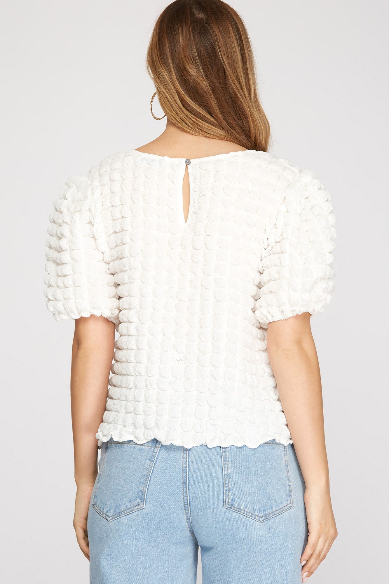 White short knit top