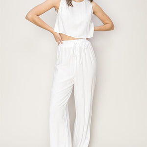 D-Linen Blended Top and Pants Set