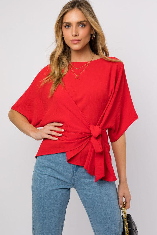 3/4 Sleeve Side Tie Top