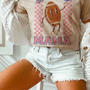 FOOTBALL MAMA HAPPY FACE GRAPHIC TEE