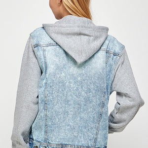 Women's Denim  Jacket with Fleece Hoodies