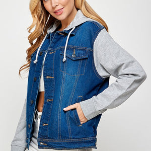 Women's Denim  Jacket with Fleece Hoodies