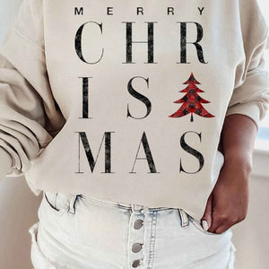 MERRY CHRISTMAS GRAPHIC SWEATSHIRT PLUS SIZE