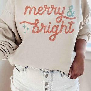 MERRY AND BRIGHT CHRISTMAS GRAPHIC SWEATSHIRT