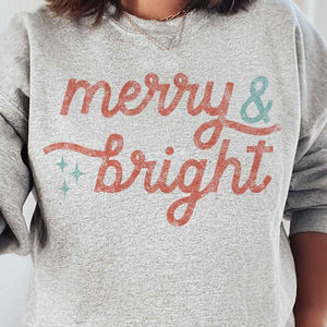 MERRY AND BRIGHT CHRISTMAS GRAPHIC SWEATSHIRT