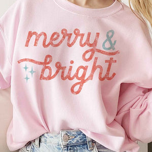 MERRY AND BRIGHT CHRISTMAS SWEATSHIRT PLUS SIZE