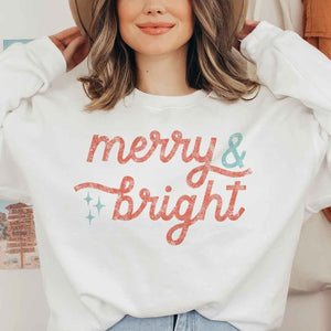 MERRY AND BRIGHT CHRISTMAS SWEATSHIRT PLUS SIZE