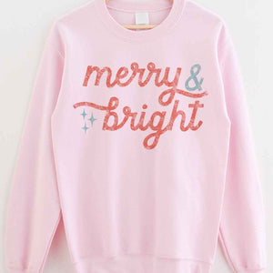 MERRY AND BRIGHT CHRISTMAS SWEATSHIRT PLUS SIZE