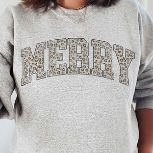 Leopard Merry Christmas Graphic Sweatshirt