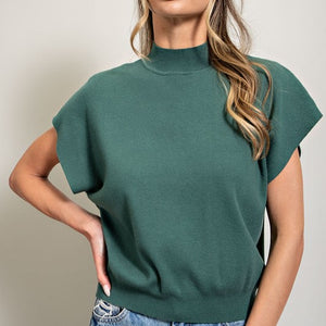 Mock Neck Short Sleeve Top