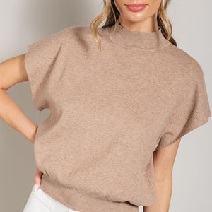 Mock Neck Short Sleeve Top