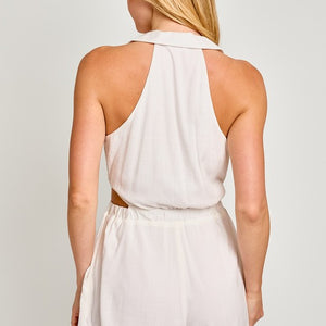 Collared Sleeveless Romper