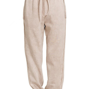 Acid Wash Fleece Sweatpants with Pockets