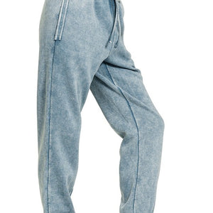 Acid Wash Fleece Sweatpants with Pockets