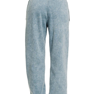 Acid Wash Fleece Sweatpants with Pockets