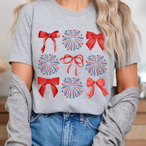 Coquette Fireworks and Bows Graphic T Shirts