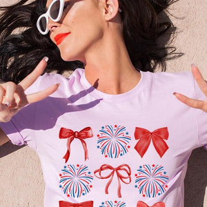 Coquette Fireworks and Bows Graphic T Shirts