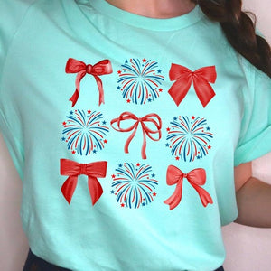 Coquette Fireworks and Bows Graphic T Shirts