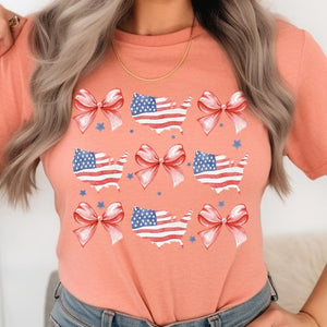 Coquette Flag and Bow Graphic T Shirts