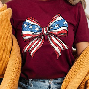 Coquette American Flag Bow Graphic T Shirts