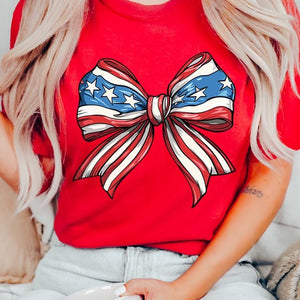 Coquette American Flag Bow Graphic T Shirts