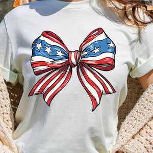 Coquette American Flag Bow Graphic T Shirts