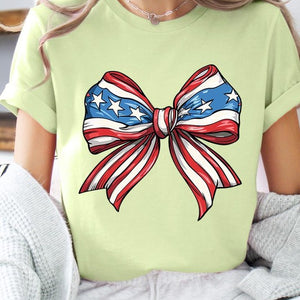 Coquette American Flag Bow Graphic T Shirts