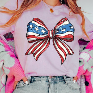 Coquette American Flag Bow Graphic T Shirts