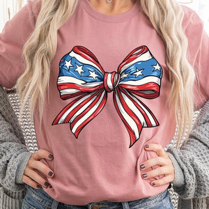 Coquette American Flag Bow Graphic T Shirts