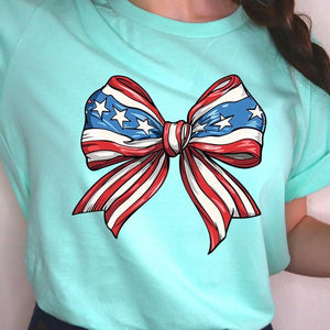 Coquette American Flag Bow Graphic T Shirts